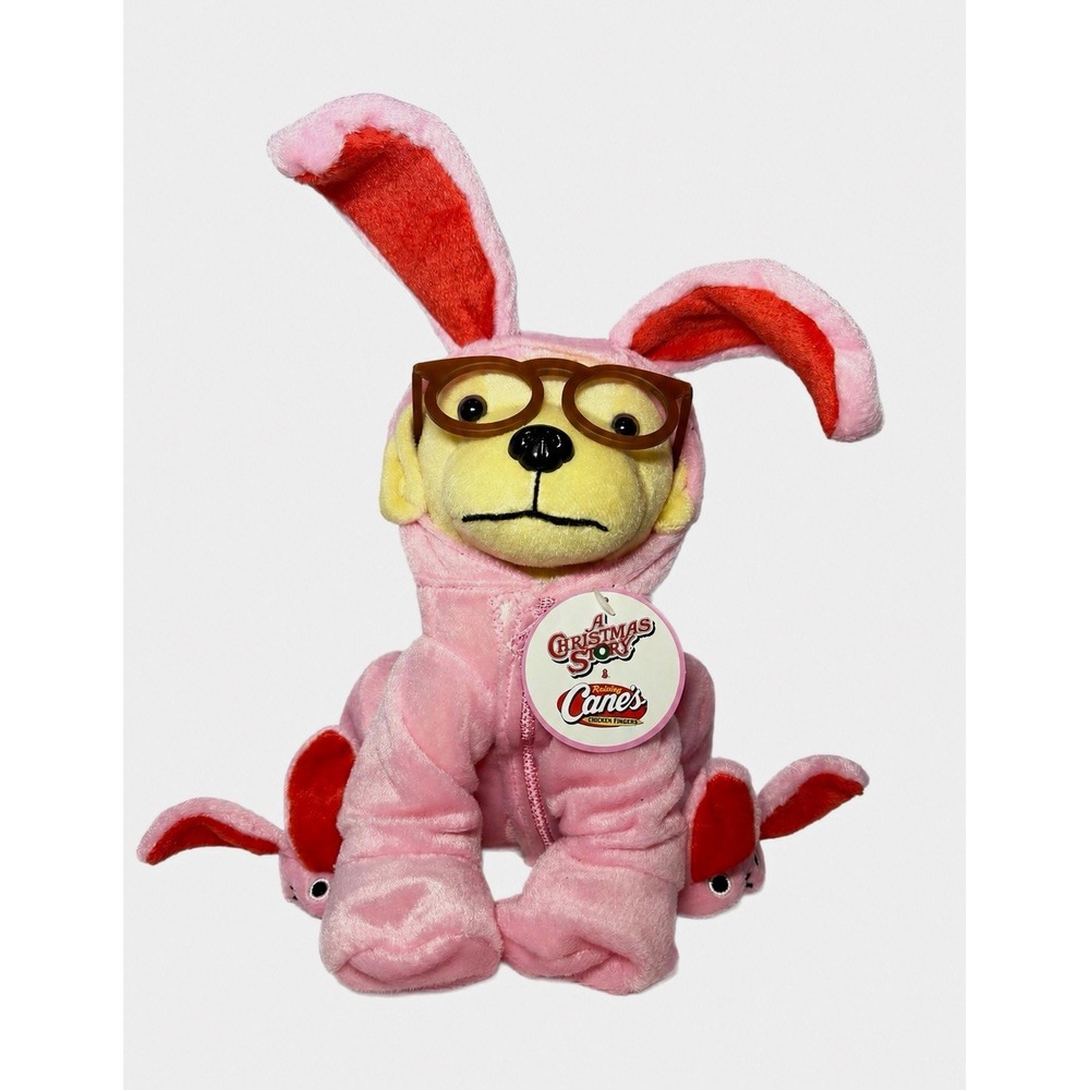 Raising Cane's A Christmas Story Pink Bunny Cane Plush Puppy Limited